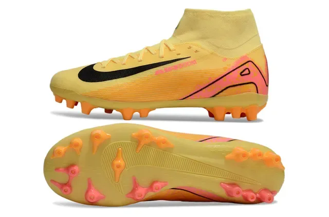 Nike Phantom GT أصفر وردي عالي القطع كولار جوارب أرضية صلبة أحذية كرة القدم 5