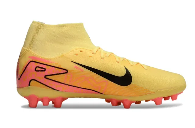Nike Phantom GT أصفر وردي عالي القطع كولار جوارب أرضية صلبة أحذية كرة القدم 7