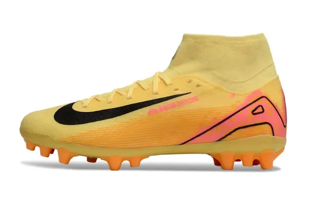 Nike Phantom GT أصفر وردي عالي القطع كولار جوارب أرضية صلبة أحذية كرة القدم 8