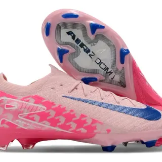 Nike Pink Blue Knit Upper Patterned Overlay Firm-Ground Soccer Shoes