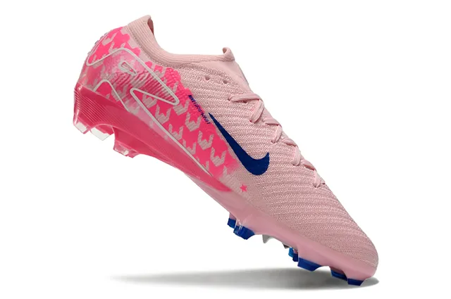 Nike Pink Blue Knit Upper Patterned Overlay Firm-Ground Soccer Shoes 2