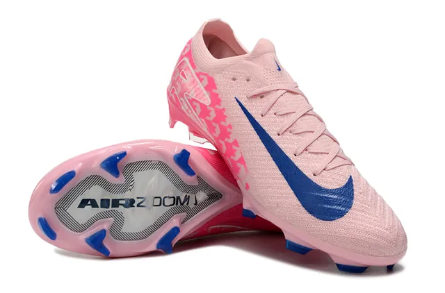 Nike Pink Blue Knit Upper Patterned Overlay Firm-Ground Soccer Shoes 4