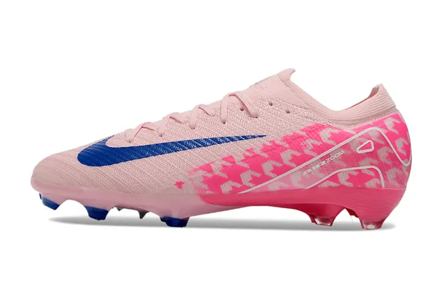 Nike Pink Blue Knit Upper Patterned Overlay Firm-Ground Soccer Shoes 7