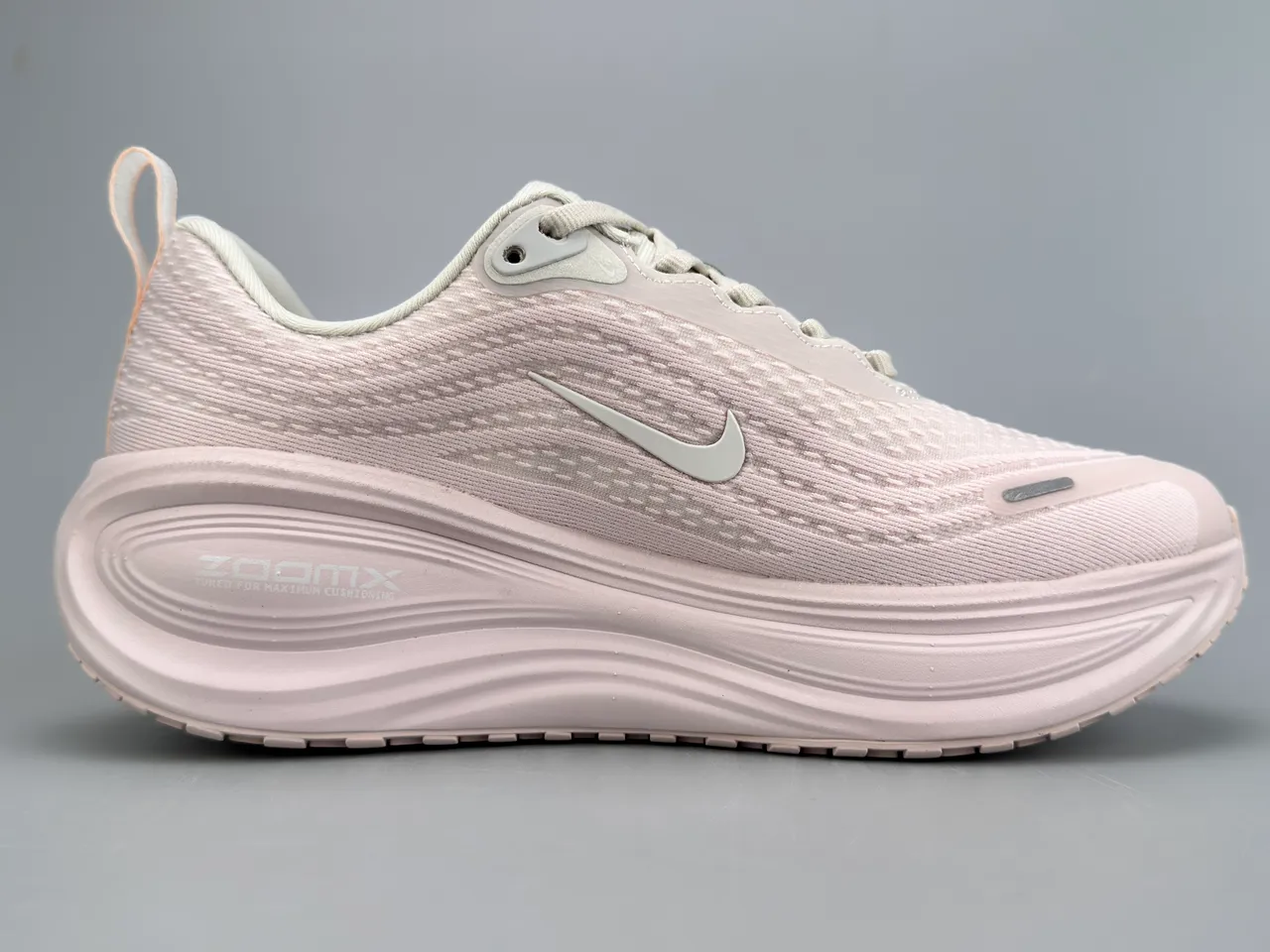 Nike Pink Gray Engineered Knit Upper Sculpted Wavy Midsole Running Shoes 4