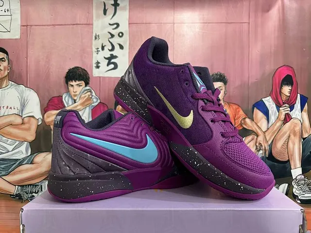 Nike Purple Black Low-Top Mesh and Synthetic Basketball Shoes 2