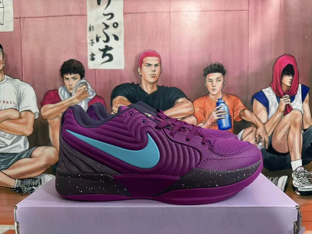 Nike Purple Black Low-Top Mesh and Synthetic Basketball Shoes 5