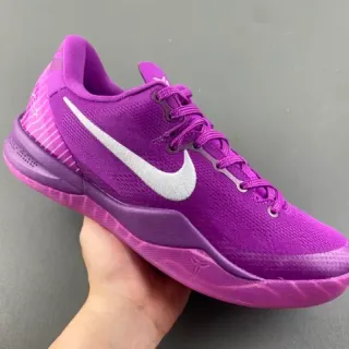 Nike বেগুনি সাদা ট্রিকো উপর নিম্ন-কাট সিলহুয়েট বাস্কেটবল জুতা