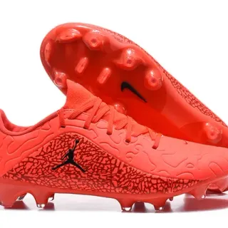Nike Rojo Bajo Corte Tacón Molded Recubrimiento de Textura Agrietada Césped Artificial Zapatos de Fútbol