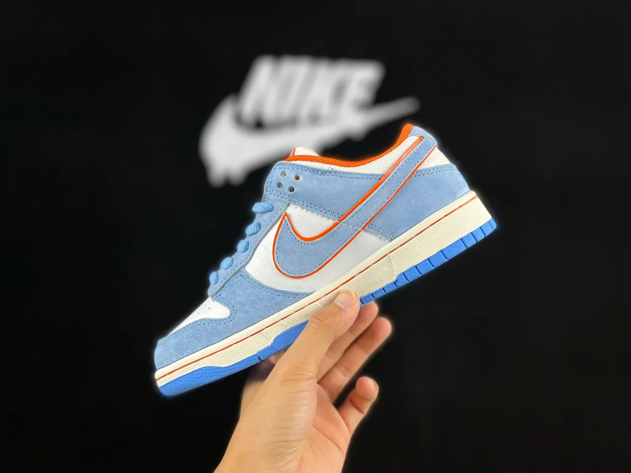 Nike SB Dunk Low Azul Claro Laranja Tênis de Skateboard 2