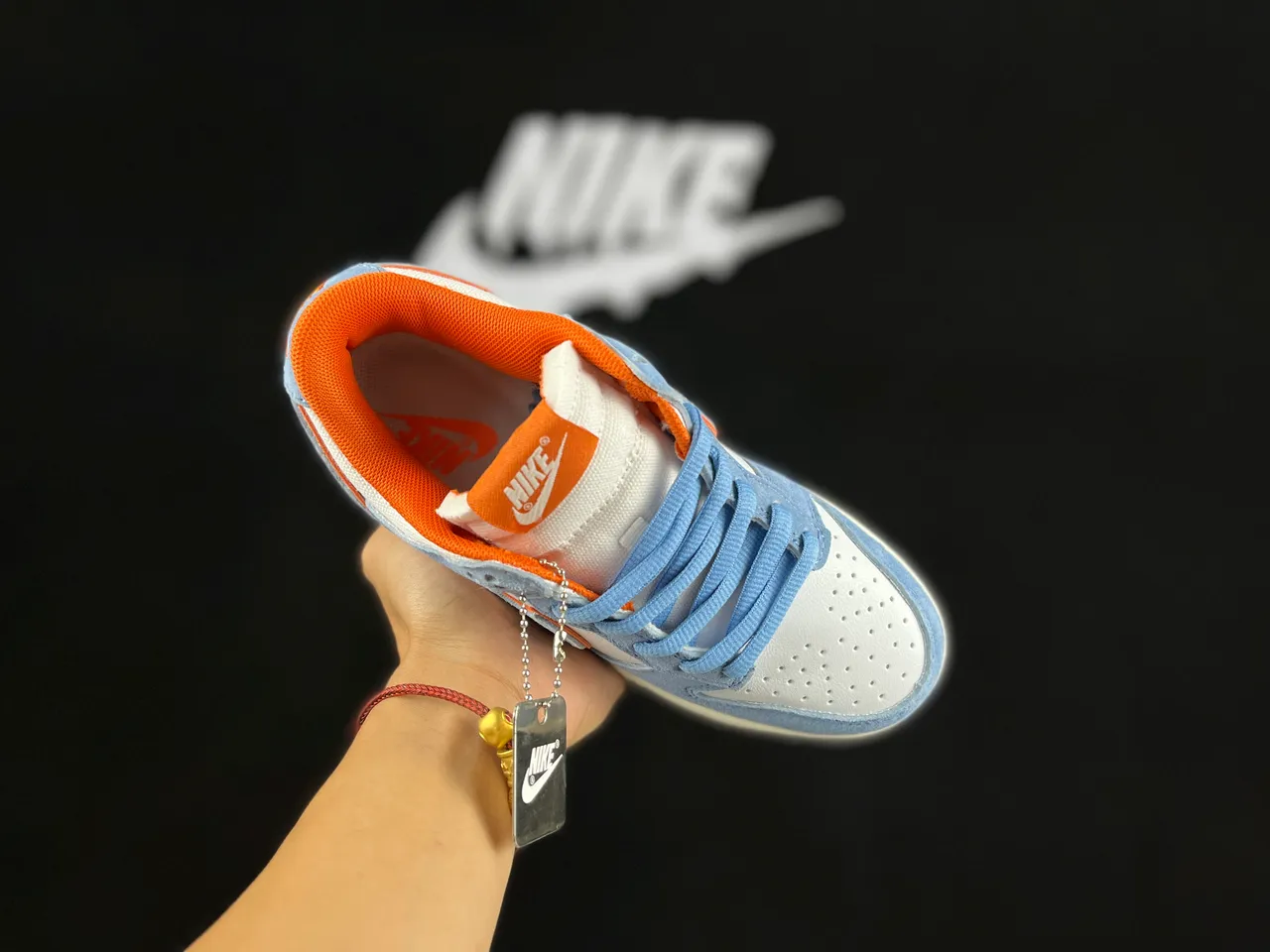 Nike SB Dunk Low Azul Claro Laranja Tênis de Skateboard 3