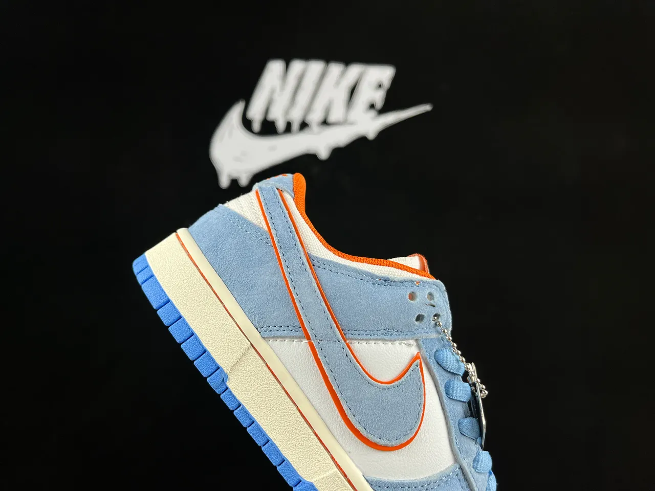 Nike SB Dunk Low Azul Claro Laranja Tênis de Skateboard 5