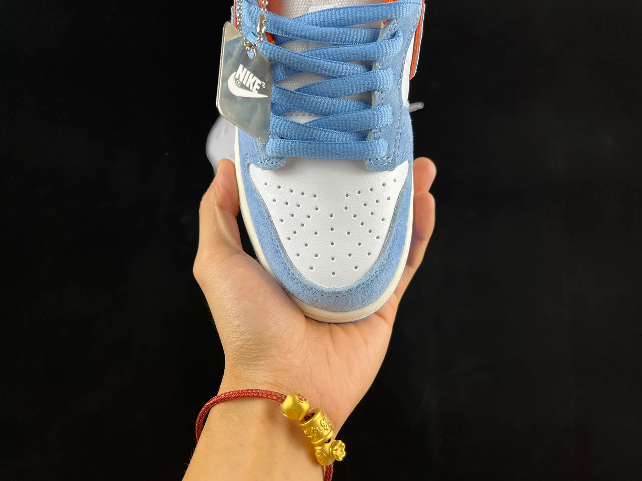 Nike SB Dunk Low Azul Claro Laranja Tênis de Skateboard 8