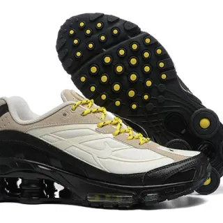 Nike Shox TL بني فاتح أبيض أسود أصفر حذاء أسلوب الحياة