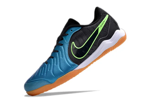 Nike Tiempo काला नीला लो-टॉप मेश एंड सिंथेटिक ऊपरी इनडोर फुटबॉल जूते 3