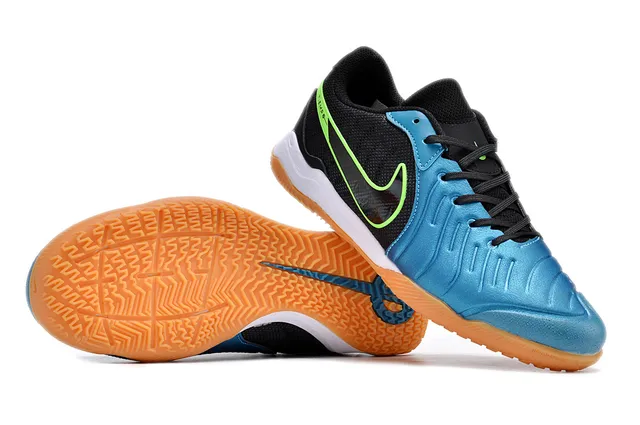 Nike Tiempo काला नीला लो-टॉप मेश एंड सिंथेटिक ऊपरी इनडोर फुटबॉल जूते 4