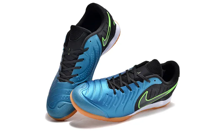 Nike Tiempo काला नीला लो-टॉप मेश एंड सिंथेटिक ऊपरी इनडोर फुटबॉल जूते 7
