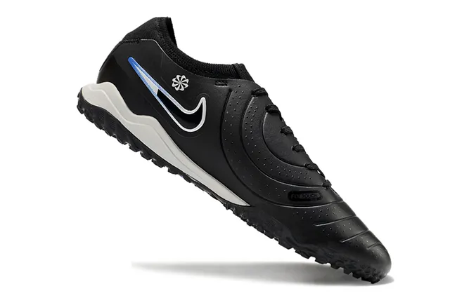 Nike Tiempo حذاء كرة القدم أسود أزرق أعلى اصطناعي مموج مقدمة القدم أرضية اصطناعية 2
