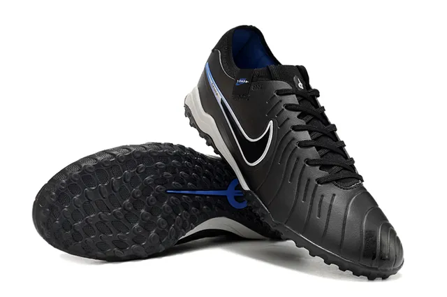 Nike Tiempo حذاء كرة القدم أسود أزرق أعلى اصطناعي مموج مقدمة القدم أرضية اصطناعية 4