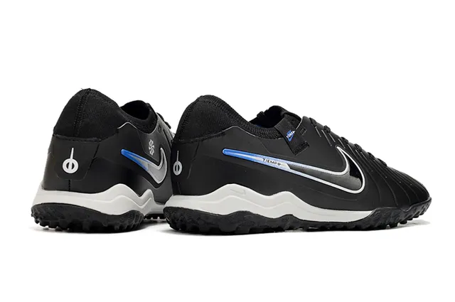 Nike Tiempo حذاء كرة القدم أسود أزرق أعلى اصطناعي مموج مقدمة القدم أرضية اصطناعية 5