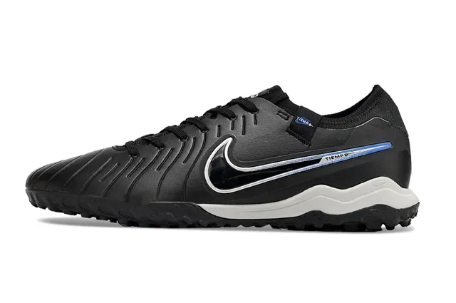 Nike Tiempo حذاء كرة القدم أسود أزرق أعلى اصطناعي مموج مقدمة القدم أرضية اصطناعية 7