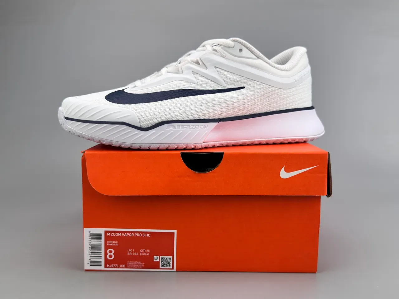 Nike Vapor White Navy Engineered Mesh Upper Swoosh Overlay Lifestyle Sneakers 4