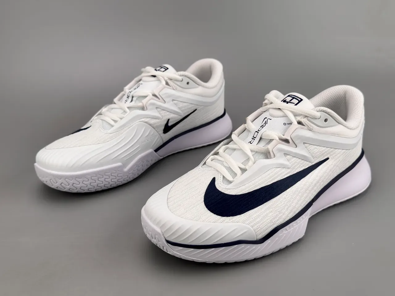 Nike Vapor White Navy Engineered Mesh Upper Swoosh Overlay Lifestyle Sneakers 5