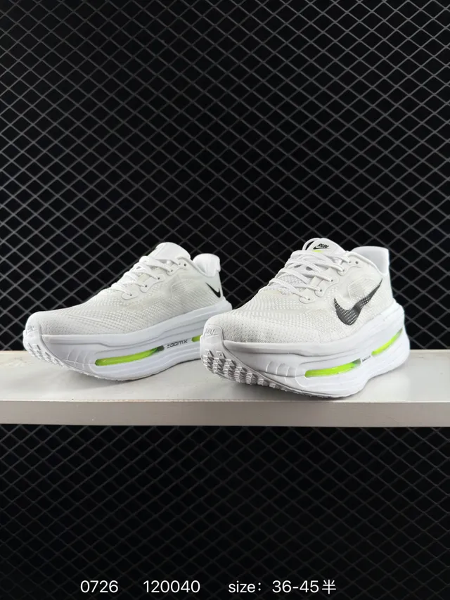 Nike VOMERO PREMIUM Blanco Verde Tejido Malla Superior Largo Visible Air Zoom Units Zapatillas running 3