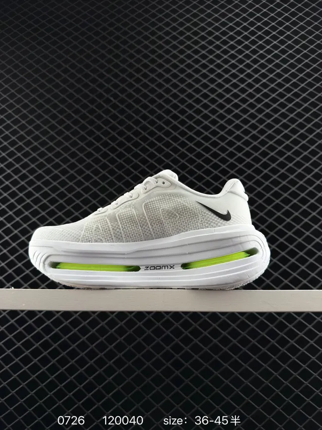Nike VOMERO PREMIUM Blanco Verde Tejido Malla Superior Largo Visible Air Zoom Units Zapatillas running 6