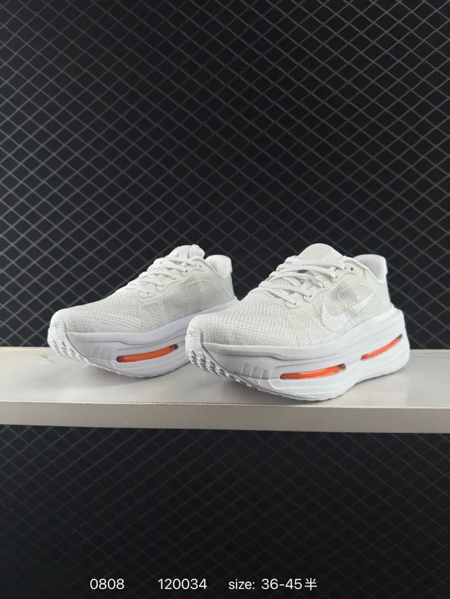 Nike VOMERO PREMIUM White Orange Knit Upper Dual Air Zoom Running Shoes 2