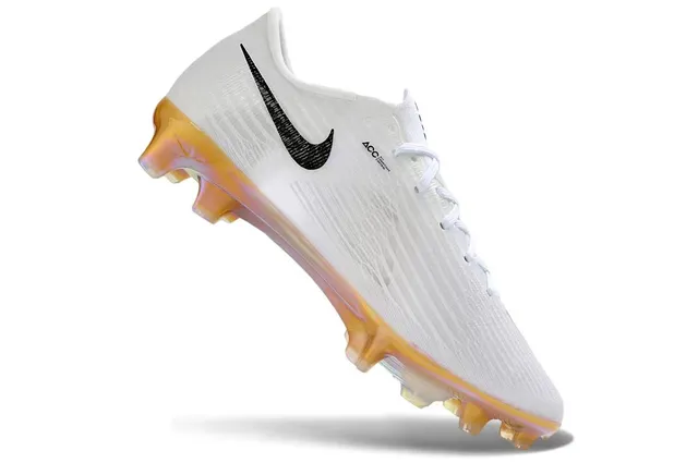 Nike branco dourado Flyweave superior Iridescent Soleplate Firm-Ground sapatos de futebol 3