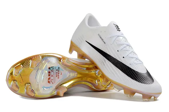 Nike branco dourado Flyweave superior Iridescent Soleplate Firm-Ground sapatos de futebol 5