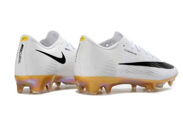 Nike branco dourado Flyweave superior Iridescent Soleplate Firm-Ground sapatos de futebol 6