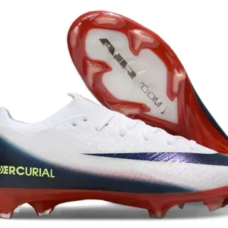Nike Branco Marinho Flyknit Upper Low-Cut Collar Firm-Ground Sapatos de Futebol