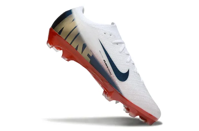 Nike White Navy Flyknit Upper Low-Cut Collar Firm-Ground Soccer Shoes 3