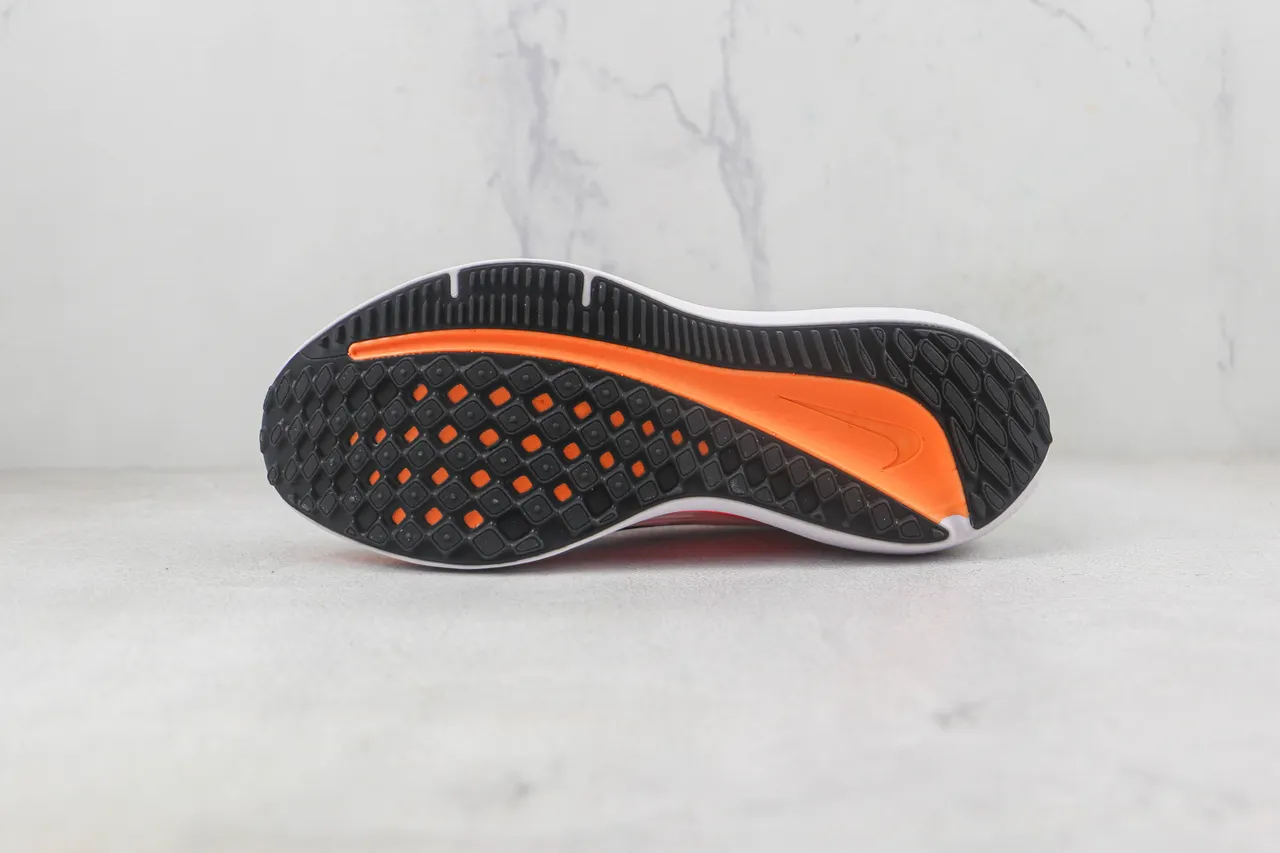 Nike White Orange Engineered Mesh Upper Ribbed Texture Running Shoes 8