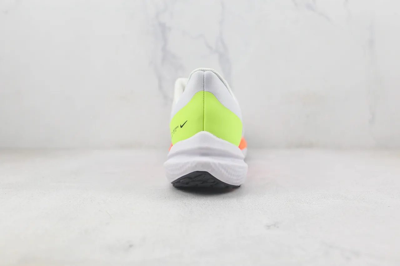 Nike White Orange Engineered Mesh Upper Ribbed Texture Running Shoes 9