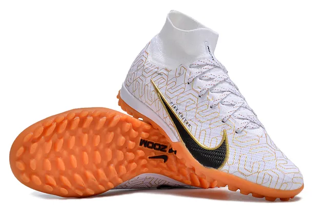 Nike 白橙 高切袜套领 几何金线叠加 草地足球鞋 2
