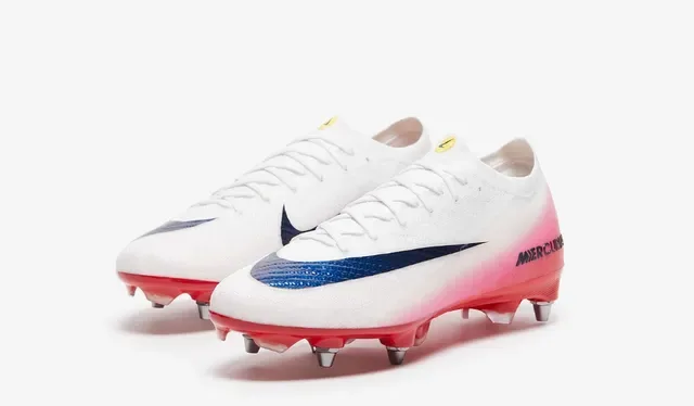 Nike White Red Low-Cut Knit Upper Gradient Heel Firm-Ground Soccer Shoes 2
