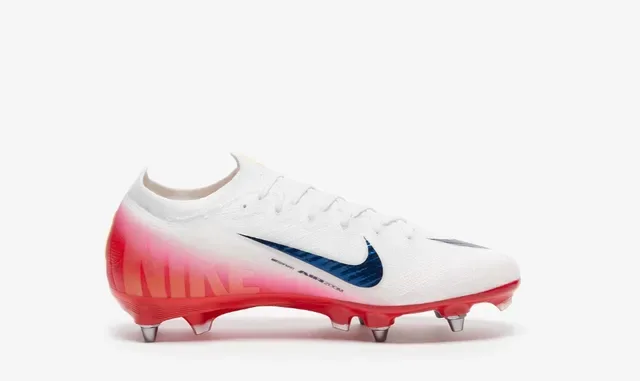 Nike White Red Low-Cut Knit Upper Gradient Heel Firm-Ground Soccer Shoes 5