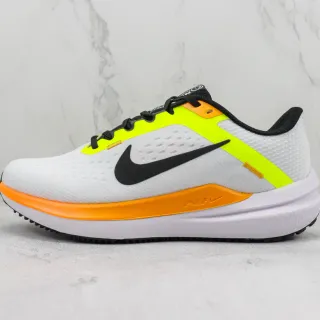 Nike Blanc Jaune Respirable Maille Supérieure Accents Néon Et Orange Chaussures de Course