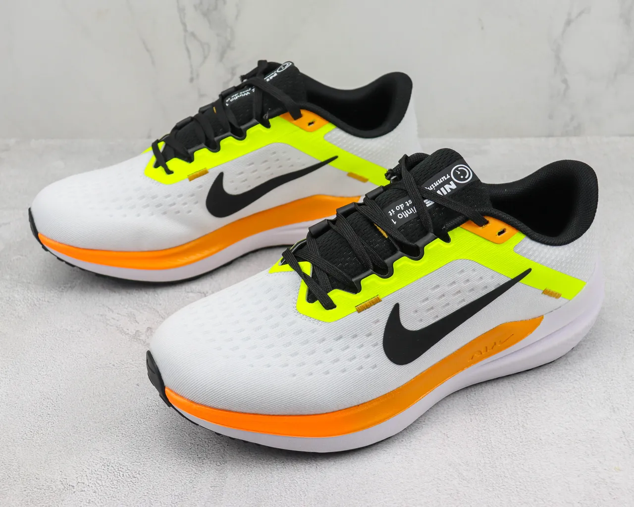 Nike Blanc Jaune Respirable Maille Supérieure Accents Néon Et Orange Chaussures de Course 4