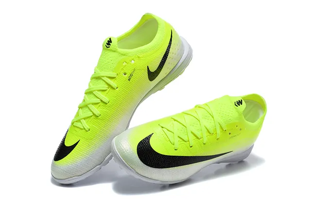 Nike Yellow Black Knit Gradient Upper Swoosh Stripe Turf Soccer Shoes 2