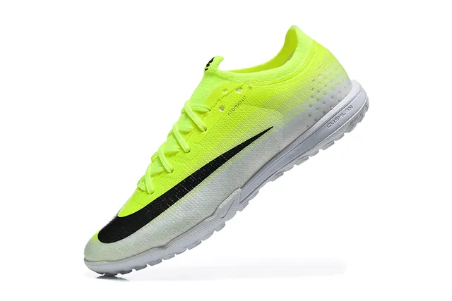Nike Yellow Black Knit Gradient Upper Swoosh Stripe Turf Soccer Shoes 4