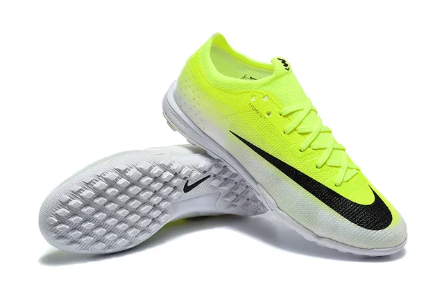 Nike Yellow Black Knit Gradient Upper Swoosh Stripe Turf Soccer Shoes 7