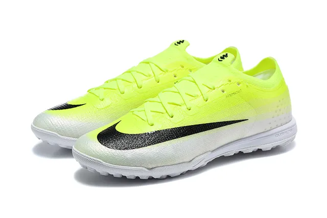 Nike Yellow Black Knit Gradient Upper Swoosh Stripe Turf Soccer Shoes 8