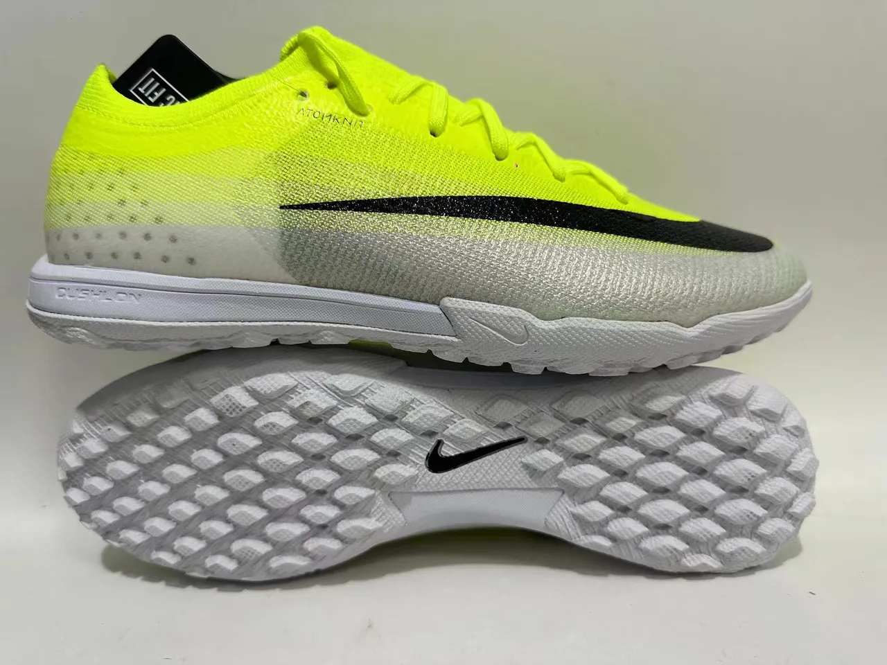 Nike Yellow Black Knit Gradient Upper Swoosh Stripe Turf Soccer Shoes 11