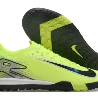 Nike Chaussures de football turf jaune et noir upper en maille Swoosh iridescent