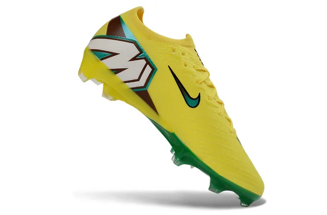 Nike Amarelo Verde Flyknit Superior Baixo Corte Colar Ajuste à Meia Campo Firme Sapatos de Futebol 2