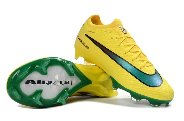 Nike Amarelo Verde Flyknit Superior Baixo Corte Colar Ajuste à Meia Campo Firme Sapatos de Futebol 4