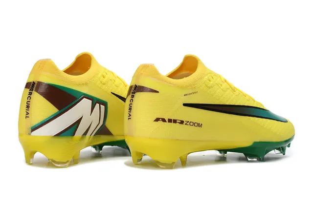 Nike Amarelo Verde Flyknit Superior Baixo Corte Colar Ajuste à Meia Campo Firme Sapatos de Futebol 5